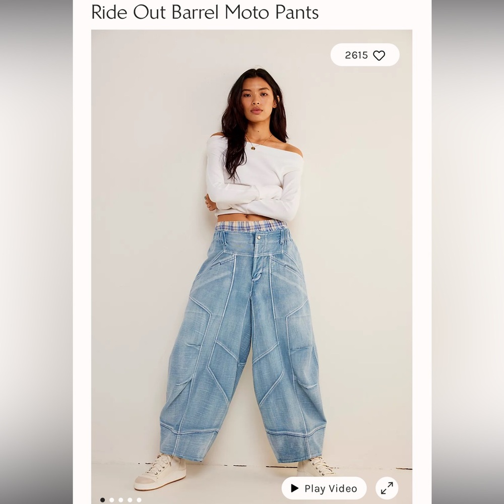 Free people ride out barrel moto jeans